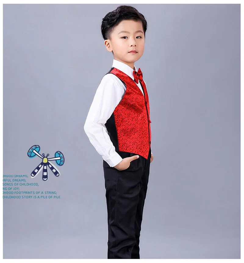 Boys vest set children clothing set boys suits for weddings Prom clothes child piano costume suit for boy waistcoat shirt pants (9)