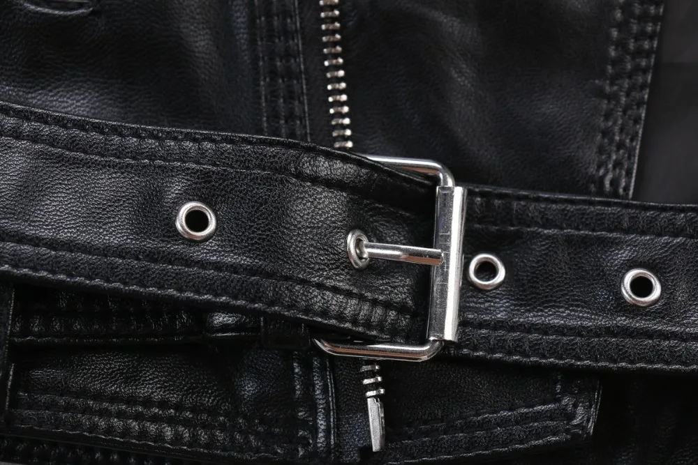 Кожаный мотоциклетный жилет с ремнем для женщин мода 2015 в наличии|leather belted