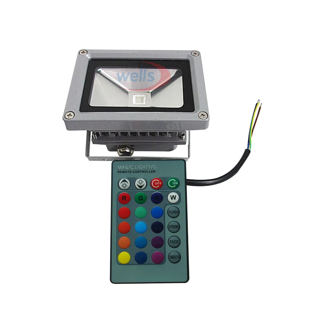 

10W RGB white/warm white Waterproof LED Outdoor Flood Light Multicolor + 24key IR Remote 85-265V