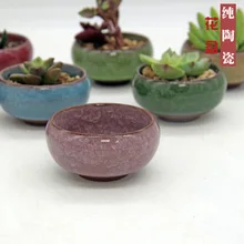 

Ice crack ceramic flowerpot desktop small ceramic handicraft pot meat plant pot container