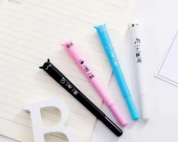 

new lovely Ox horn design gel pen cute cartoon stationery prize gift office pen kawaii sign pen black candy color pen 50pc 0.5mm
