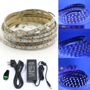 

1m 5m Ultraviolet Black light SMD 3528 120leds/m UV Led Strip black light LED Ribbon Purple Flexible lamp + 12V power adapter