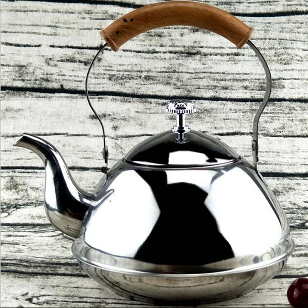 Кухонный чайник из нержавеющей стали, кофейник, кухонная посуда для плиты, индукционный газ, серебро, 1,5 л/2л