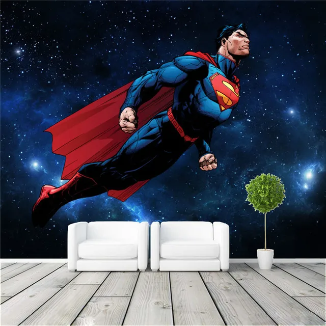 Custom Large Wall Mural Superman Photo Wallpaper Galaxy Super hero Wall