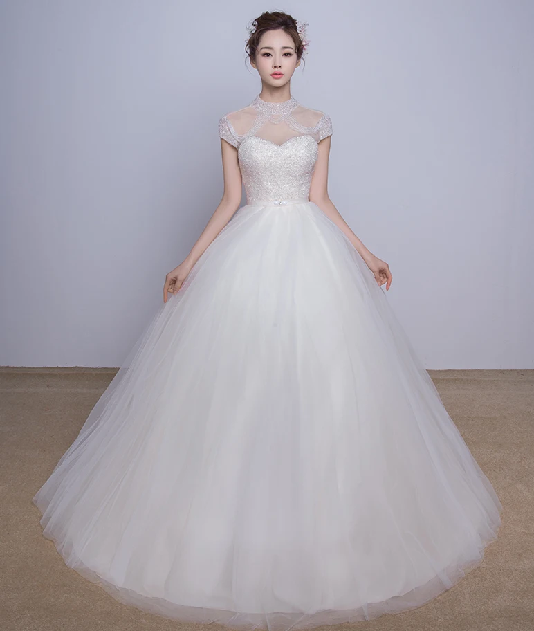 Elegant Ball Gown font b Wedding b font font b Dress b font Short Sleeve High
