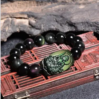 

natural obsidian eight guardian god bracelets twelve zodiac bracelets qb2755#
