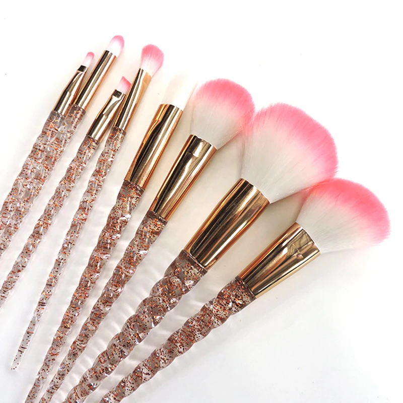

Diamond 8 PCS professional Unicorn Makeup Brush Set Nylon Hair Eyebrow Eyeshadow Powder Brush Kit Rose Golden Portable Brushes