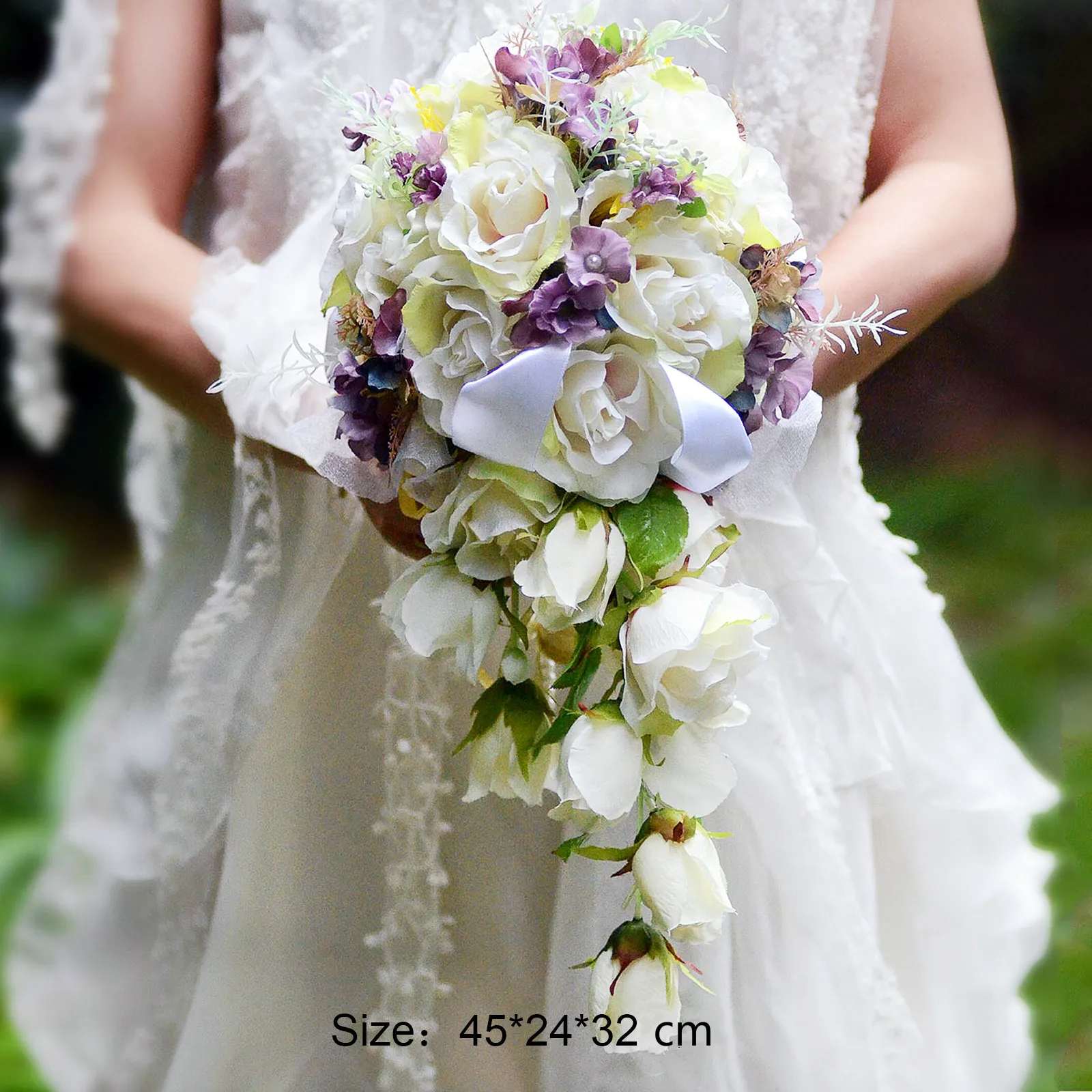 32x24x45 Cm Wedding Decoration Waterfall Bride Flower Bouquet
