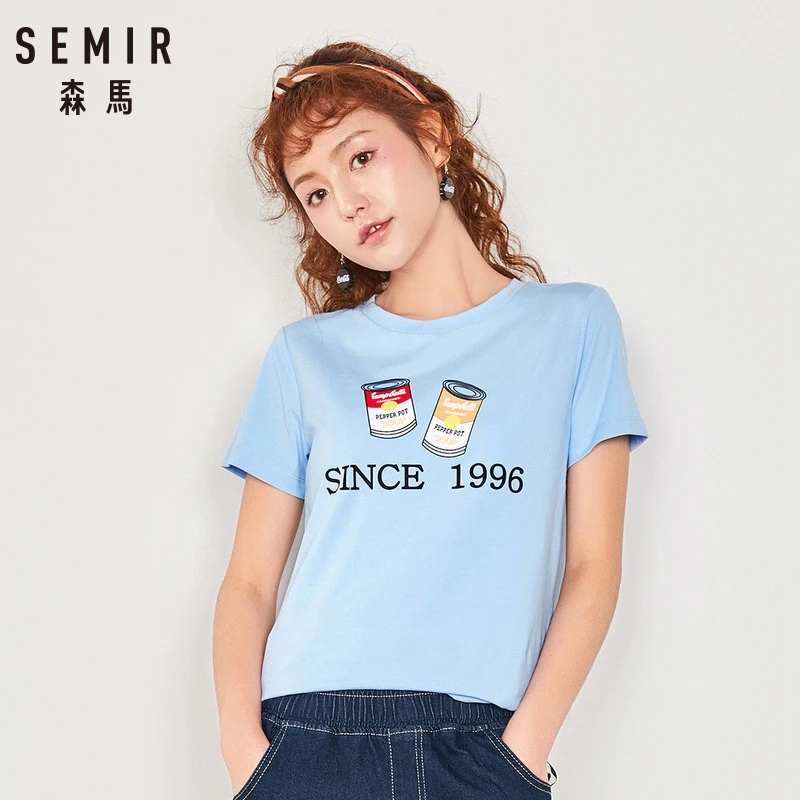 SEMIR женская футболка с коротким рукавом мотивом принтом топы Летняя Модная