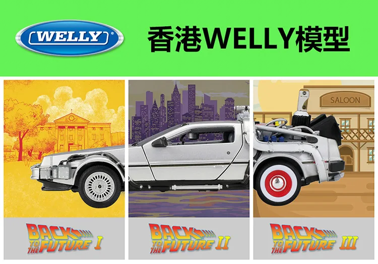 1:24 Welly DMC-12 delorean Назад в будущее литая модель автомобиля