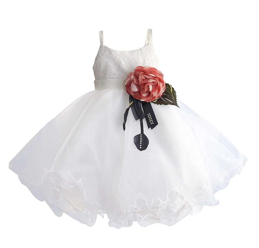 Kids Girls Wedding Dress Rose Flower Elegant Children Party Dresses