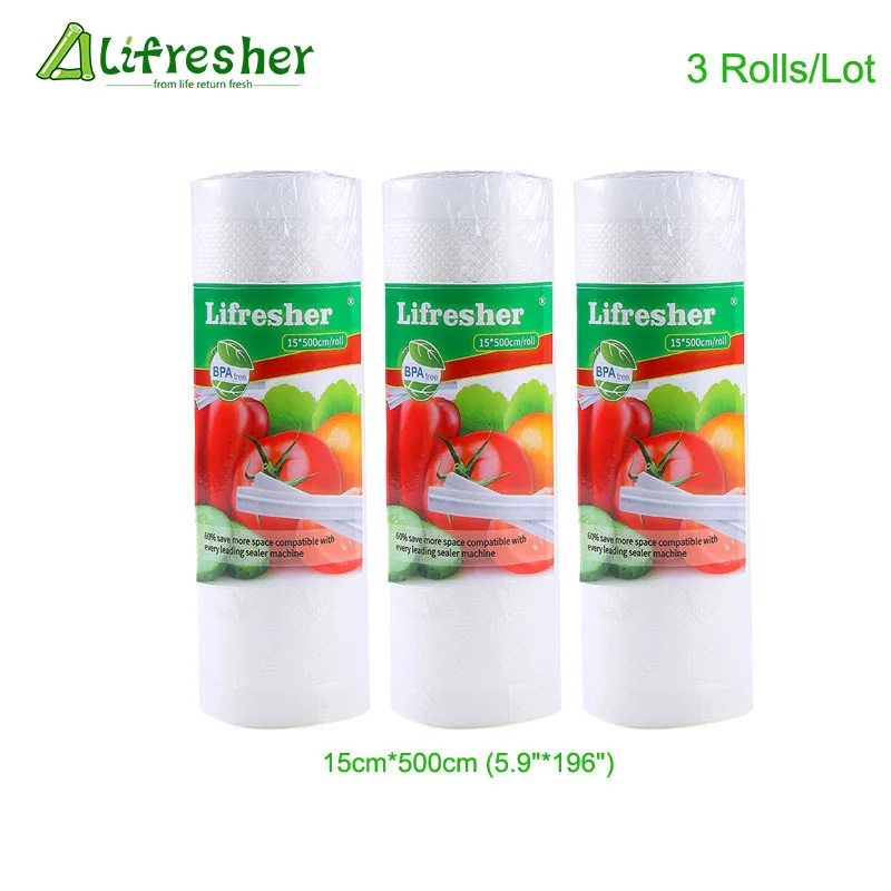 15x500cm3rolls Lifresher вакуумный упаковщик Еда Saver Мешок 15*20 см 15*25 см 50 шт 100 шт вакуумной упаковка продуктов питания сумка для Кухня 15*500 см дропшиппинг - Цвет: 15x500cm3rolls