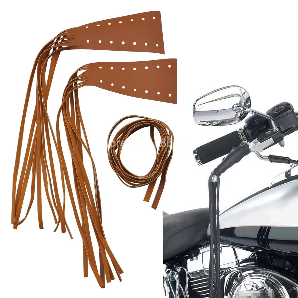 

Brown Motorcycle Grip Covers Streamer Handlebar Grips Covers Brake Clutch Lever Tassel Fringes for Harley Yamaha Honda Chopper