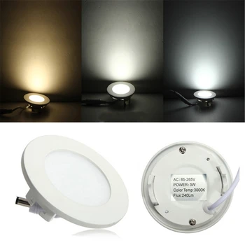 

3W AC100-240V Round LED Recessed Ceiling Panel Light Ultrathin Bright Down Lamp for Living Room Bedroom Kitchen 3 Colors