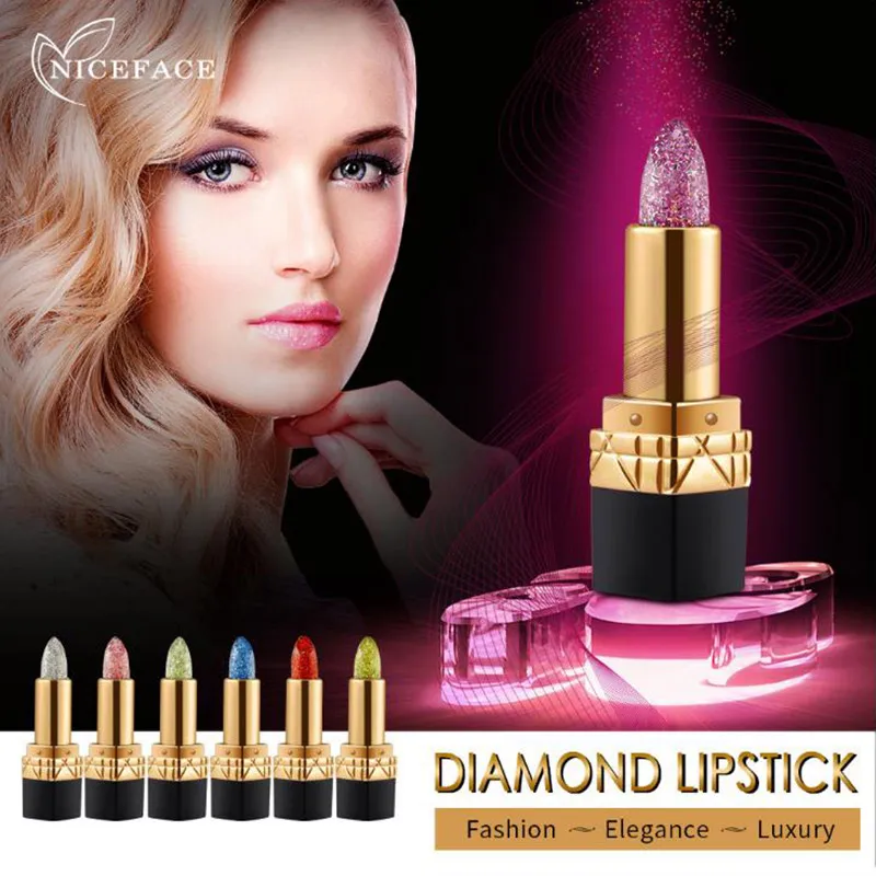 

NICEFACE Diamond Waterproof Moisturizing Lipstick Non-Stick Non-Dyeing Color Changing Jelly Lipstick 7 Colors Lips Makeup Pen