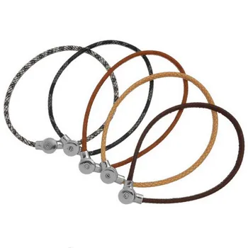 

12pcs/lot Mix Colors free shipping New Magnetic Clasp Diy snap button necklace pendant snake PU leather chain round shaped