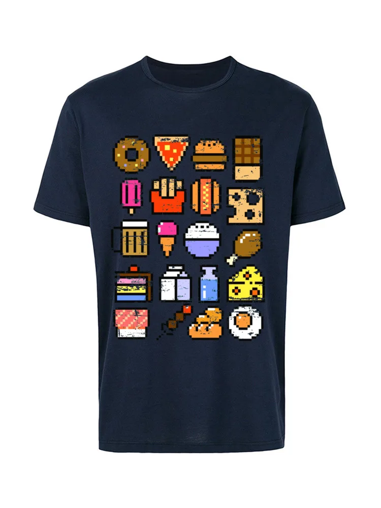 Normal Normal ostern Day All Cotton O Neck Young Tops Tees Camisa T-shirts Dominant Short Sleeve T-shirts Top Quality 8 bit Foodie v2 Distressed  9937 navy