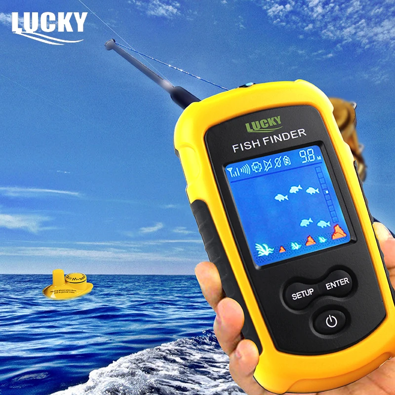 

LUCKY 120M Wireless Echo Sounder Portable Fishfinder Sonar Fish Finder Alarm FFCW1108-1 2 inch COLOR LCD Display