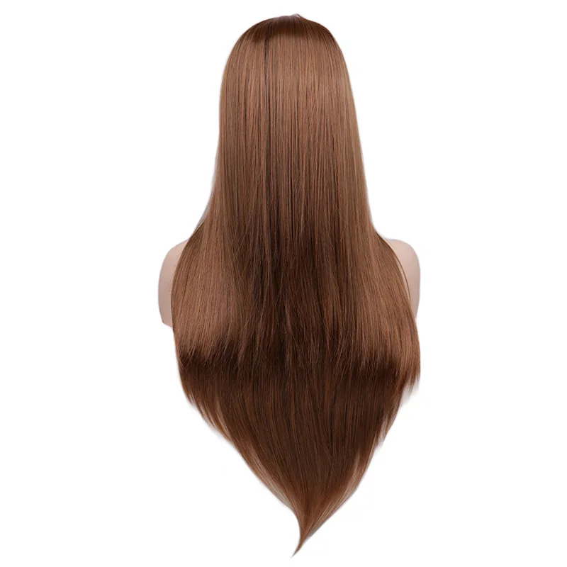 QQXCAIW для женщин 70 см длинные прямые косплей парик вечерние красные синие светлые Высокая температура волокна синтетические волосы парики - Цвет: light brown