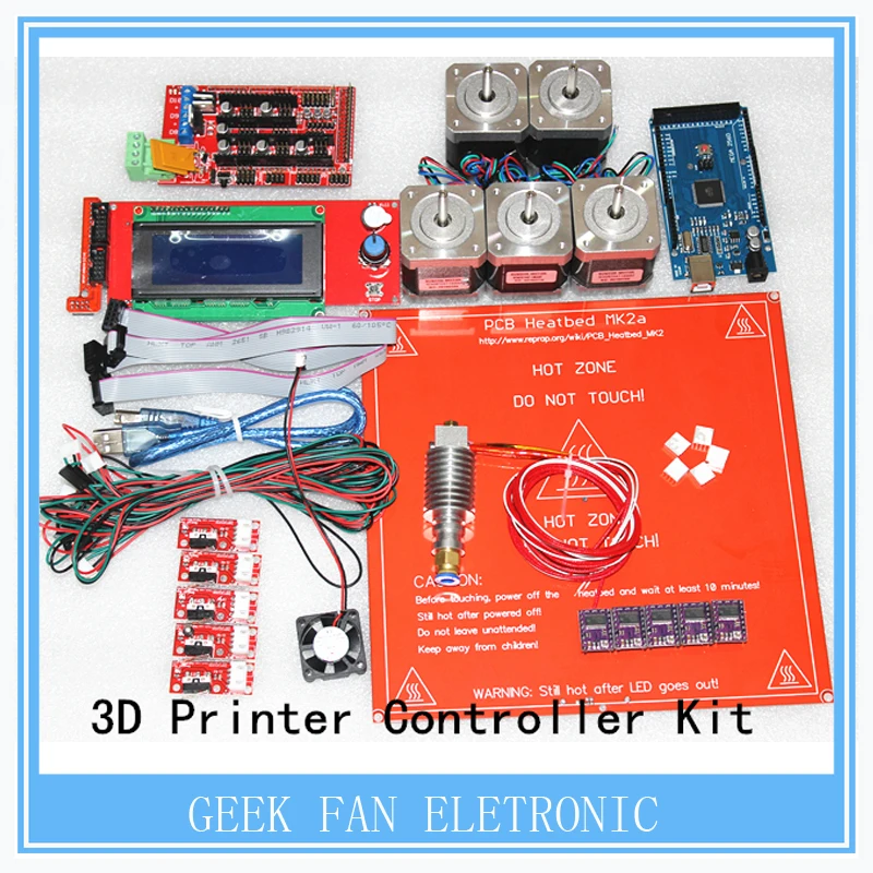  DRV8825 +Ramps 1.4 + Mega2560 R3 + Hot end 3D Printer Controller Kit For RepRap KIT054 