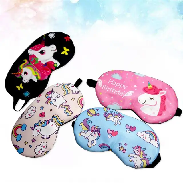4pcs Sleep Eye Mask Unicorn Lightweight Cartoon Eye Patch Soft Eye Mask Blindfold for Sleeping Nap Spa Travel