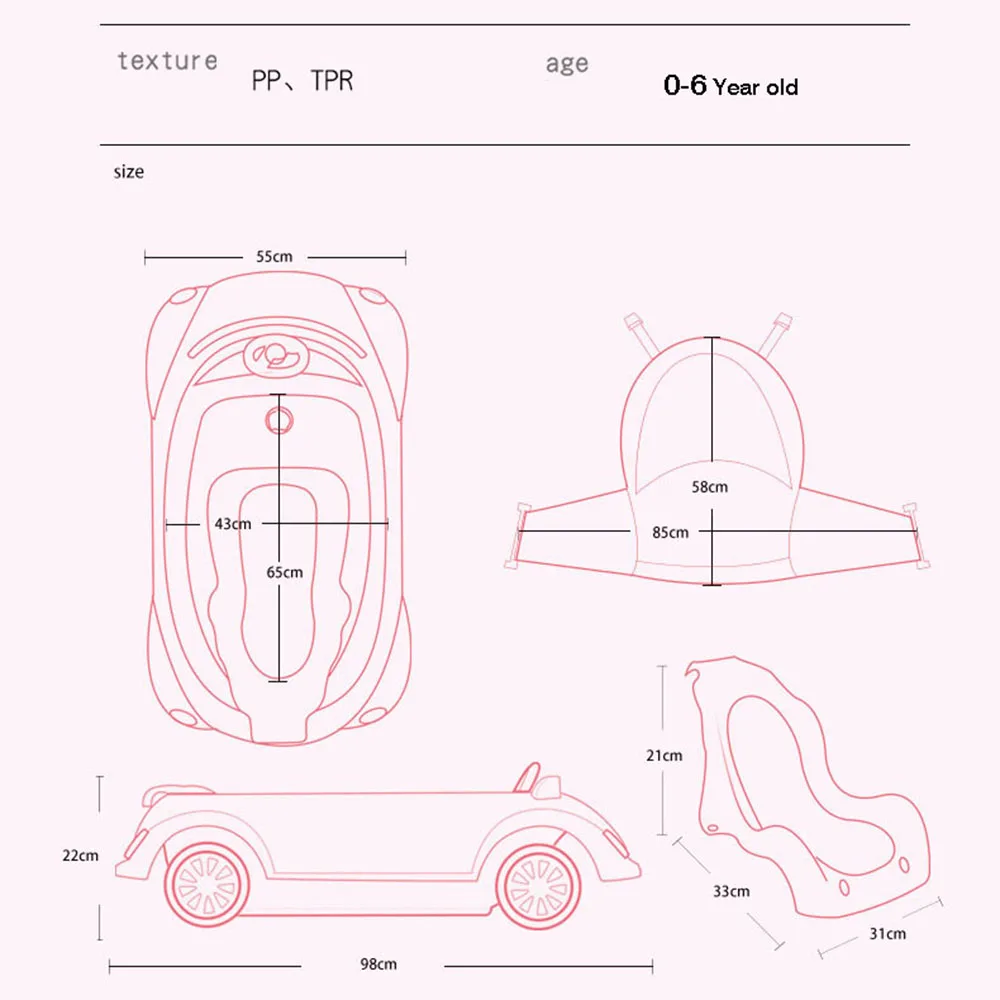 Складная детская ванна для купания, детская портативная ванна для новорожденных в форме собаки из мультфильма, Экологичная детская ванна, PP TPR, от 6 месяцев до 10 лет