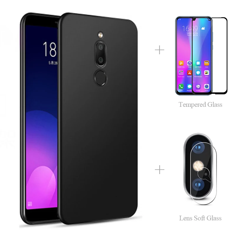 

Matte Back Cover Case + Full Cover Tempered Glass + Lens Protective Glass For Meizu Note 9 X8 V8 M8 Lite 16th Plus 16X 15 M 8 V