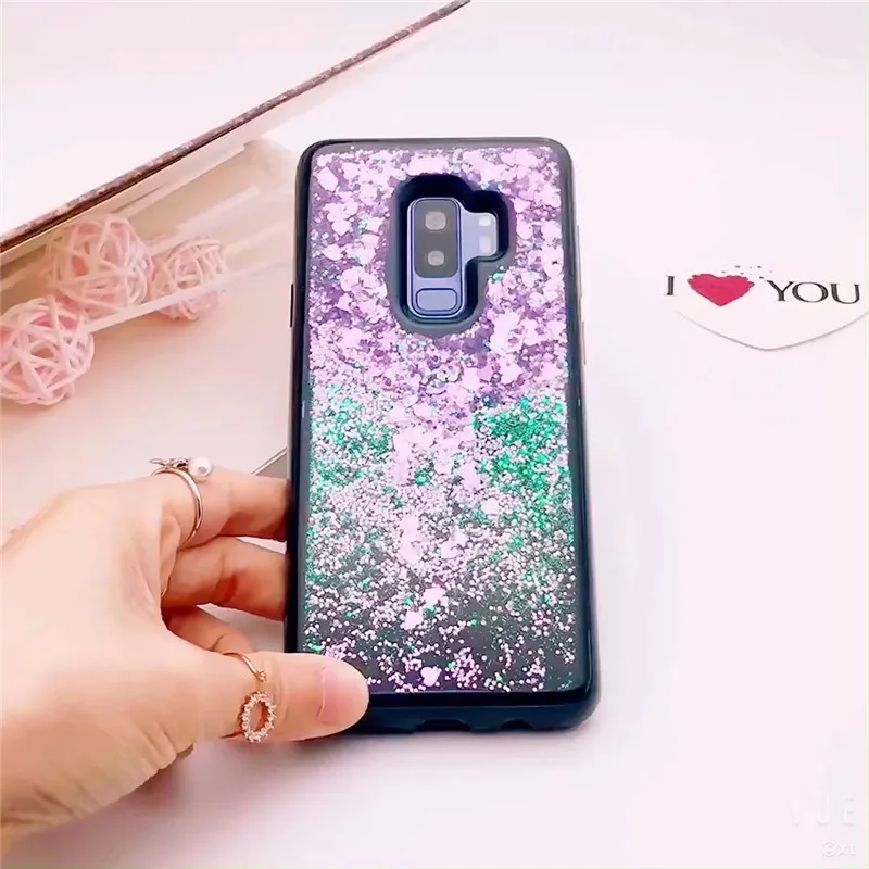 Мягкий ТПУ чехол для Samsung Galaxy S7 edge S8 S9 Plus Dynamic Liquid Bling Quicksand Note 8 9 блестящий A8