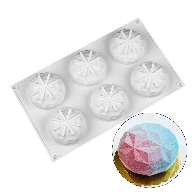 

Baking Tools For 3D Diamond cakes Dessert Silicone Cake Mould Mousse Chocolate Mold Silicone Forms for 6 Holes Moulds