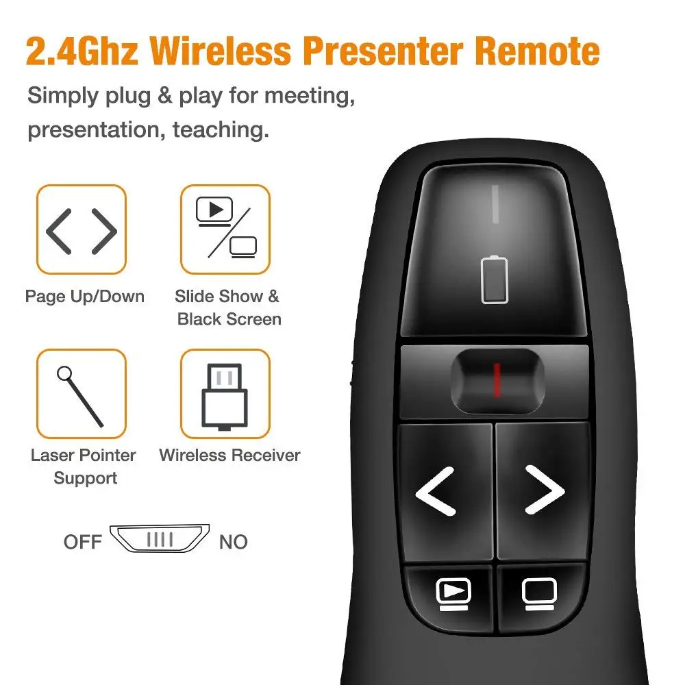 2.4 جيجا هرتز RF USB مقدم لاسلكي مؤشر ليزر لاسلكي باور بوينت عرض التحكم عن بعد الضوء الأحمر الوجه الليزر مؤشر قلم