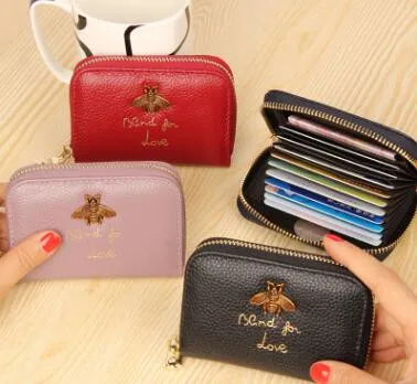 

New Fashion Bees Design Women Wallet Genuine Leather Cowhide Lady Credit Card Holder Female Wallet small Coin Purse