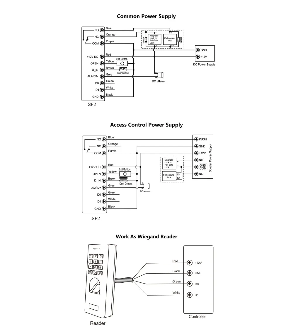 С источника питания 12 V 5A IP66 1000 пользователей Автономное отпечатков пальцев панель управления доступом читателя для дверного замка