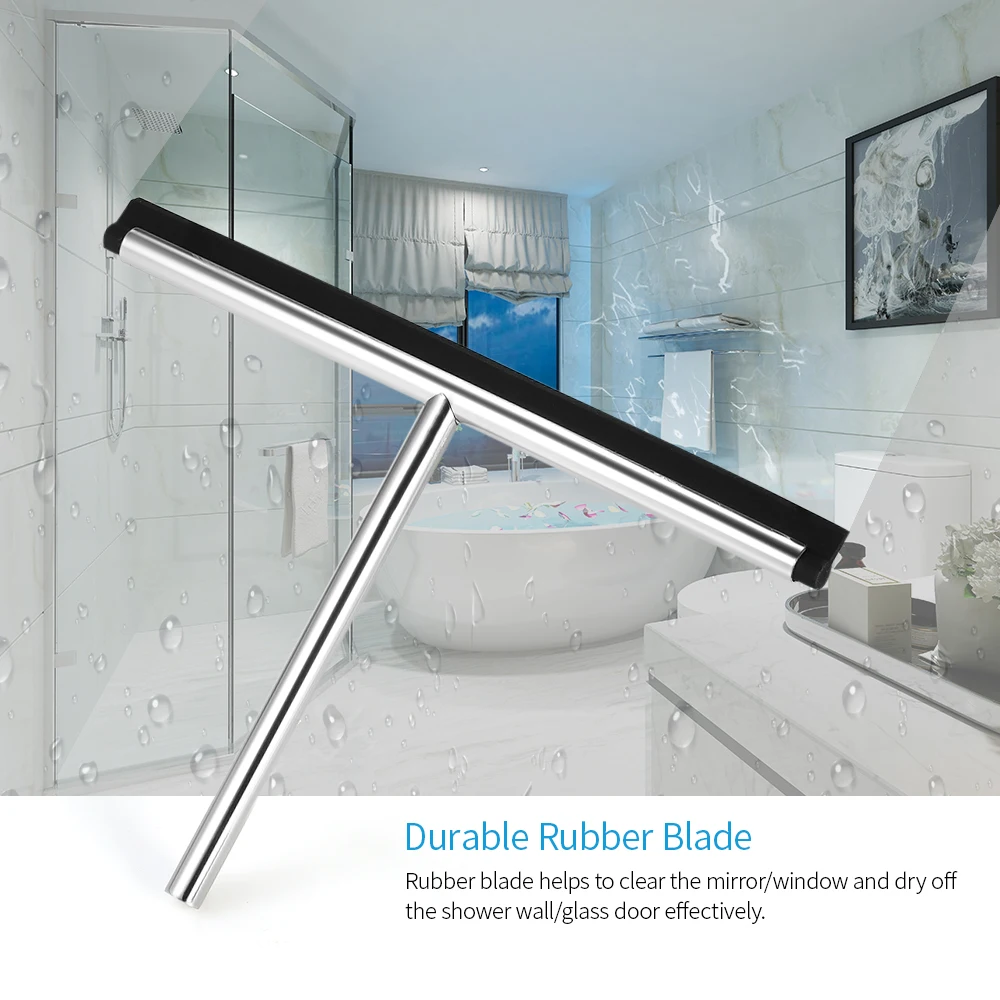 Stainless Steel Squeegee Rubber Squeegee Glass Wiper Shower Door
