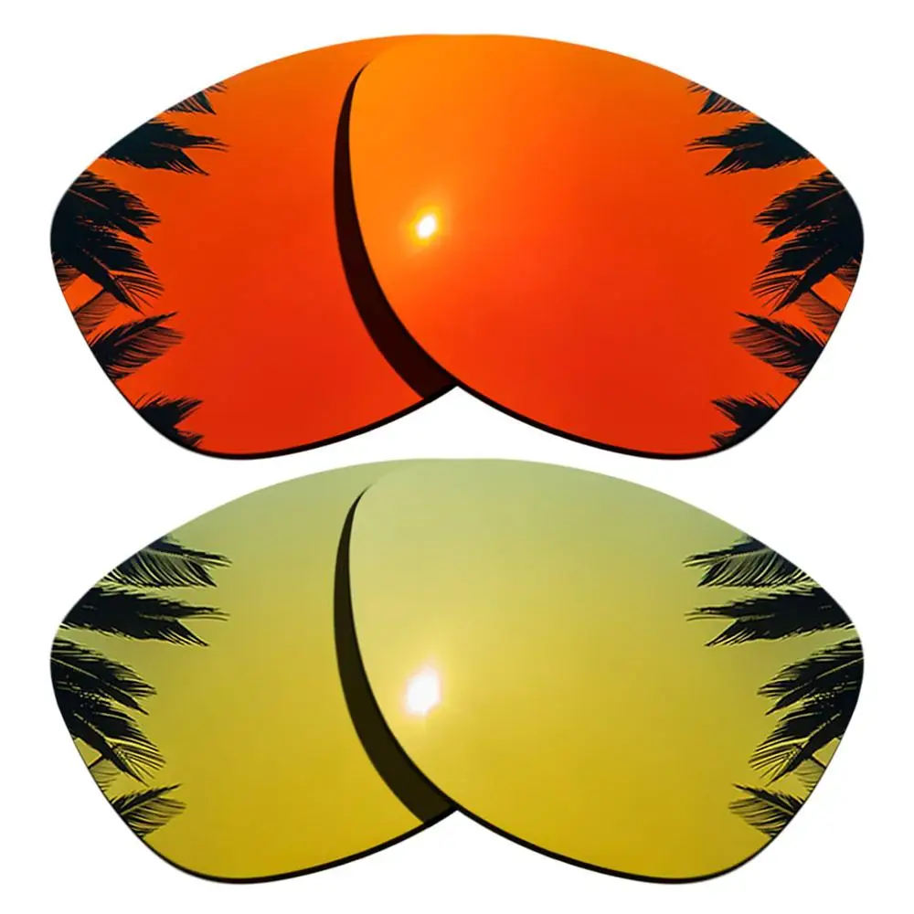 Orange Red-24K Gold Поляризованные зеркальные линзы для замены-оправа для Окли Frogskins разных цветов - Цвет линз: Orange Red-24K Gold