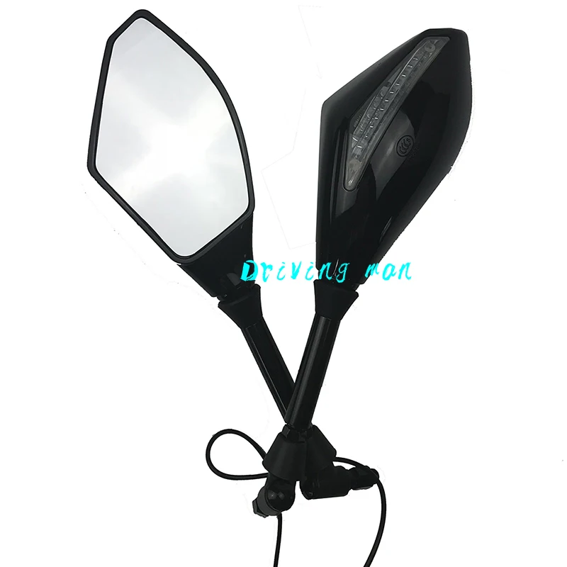 

Universal Motorcycle Indicator 10mm Rear View Side Mirrors Integrated LED Turn Signals Fit for Street Bikes Cruiser Scooters