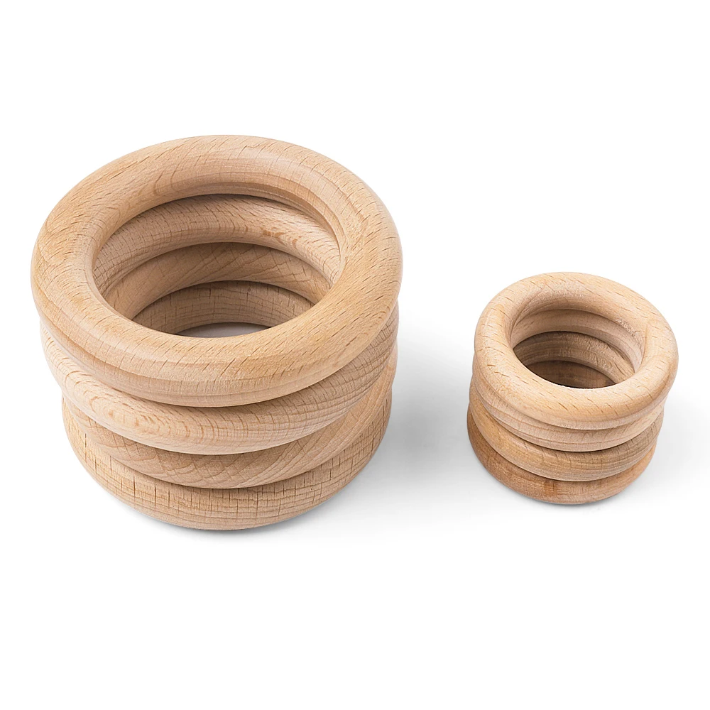 

TYRY.HU 50PCS 40/70MM Beech Wooden Teether Baby Teething Ring Nature Wooden Teething Pendant For DIY Tooth Care Accessories Toys