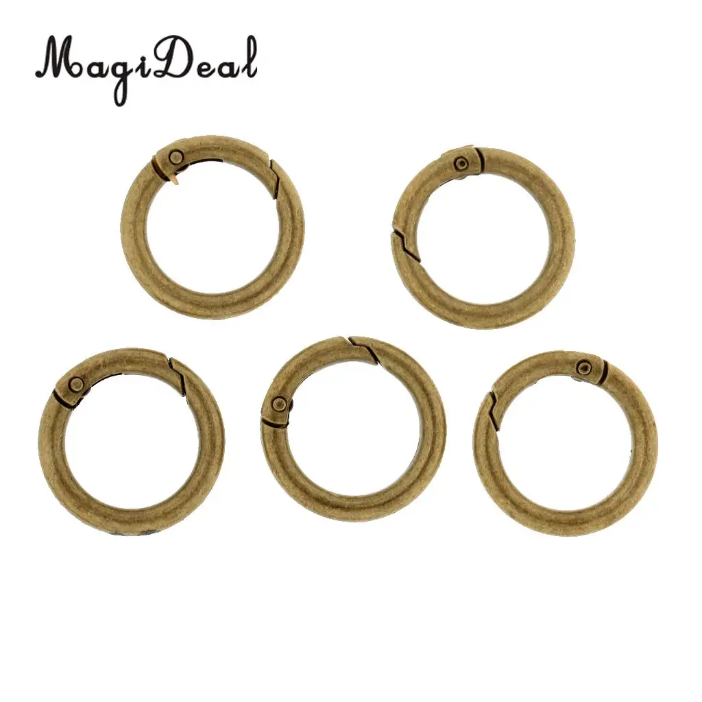 MagiDeal Light Weight 5 Pieces 28mm Alloy Round Carabiners Camping Spring Clip Keychain Circle Carabiner for Camping Hiking