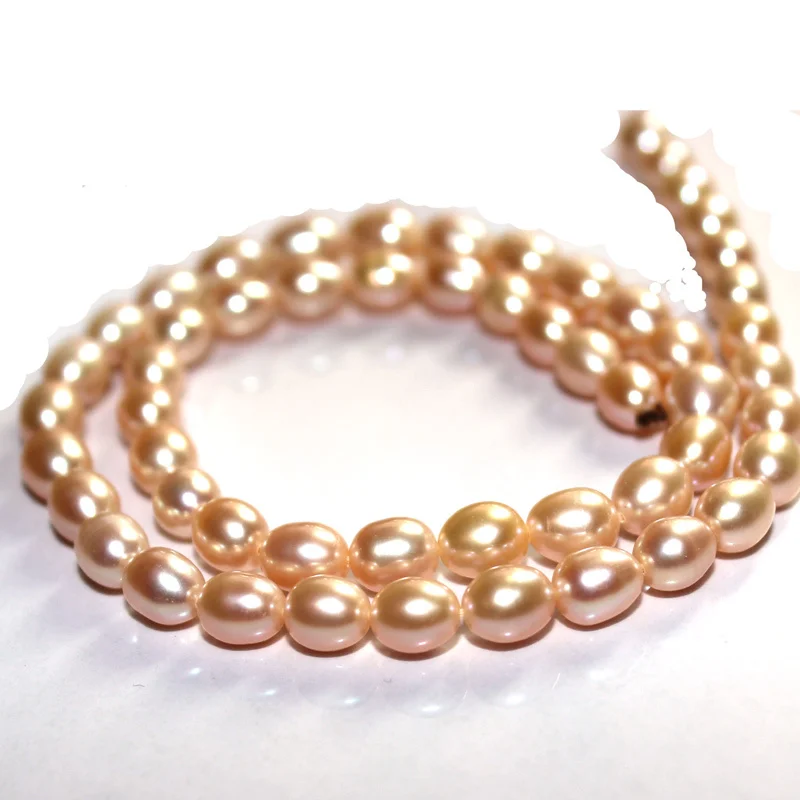 

Free Shipping 5-6MM Olivary Rice Shape Shinning Pink Natural Freshwater Pearl Jewelry Findings Making Loose Beads 15"