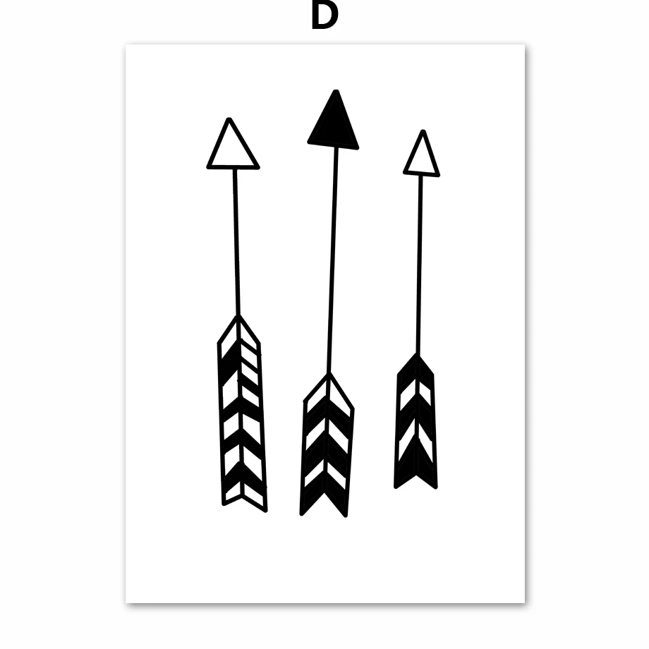 COLORFULBOY стрела Исследуйте детей стены Искусство Печать холст живопись скандинавские плакат черный белый мультфильм настенные картины Детская комната Декор - Цвет: D