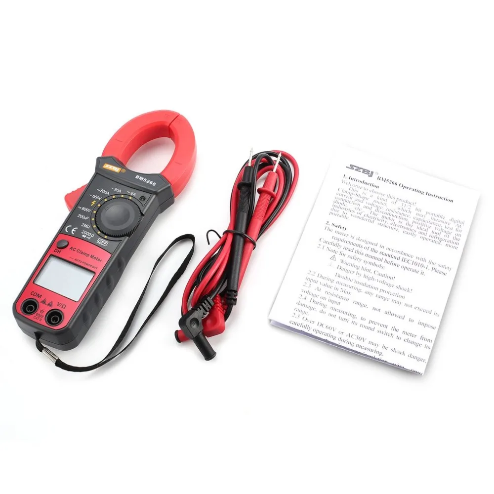 

BM5266 Handheld Digital Clamp Meter Multimeter 1999 Count AC/DC Volt Amp Ohm Capacitance Phase Diode Megger Tester Ammeter