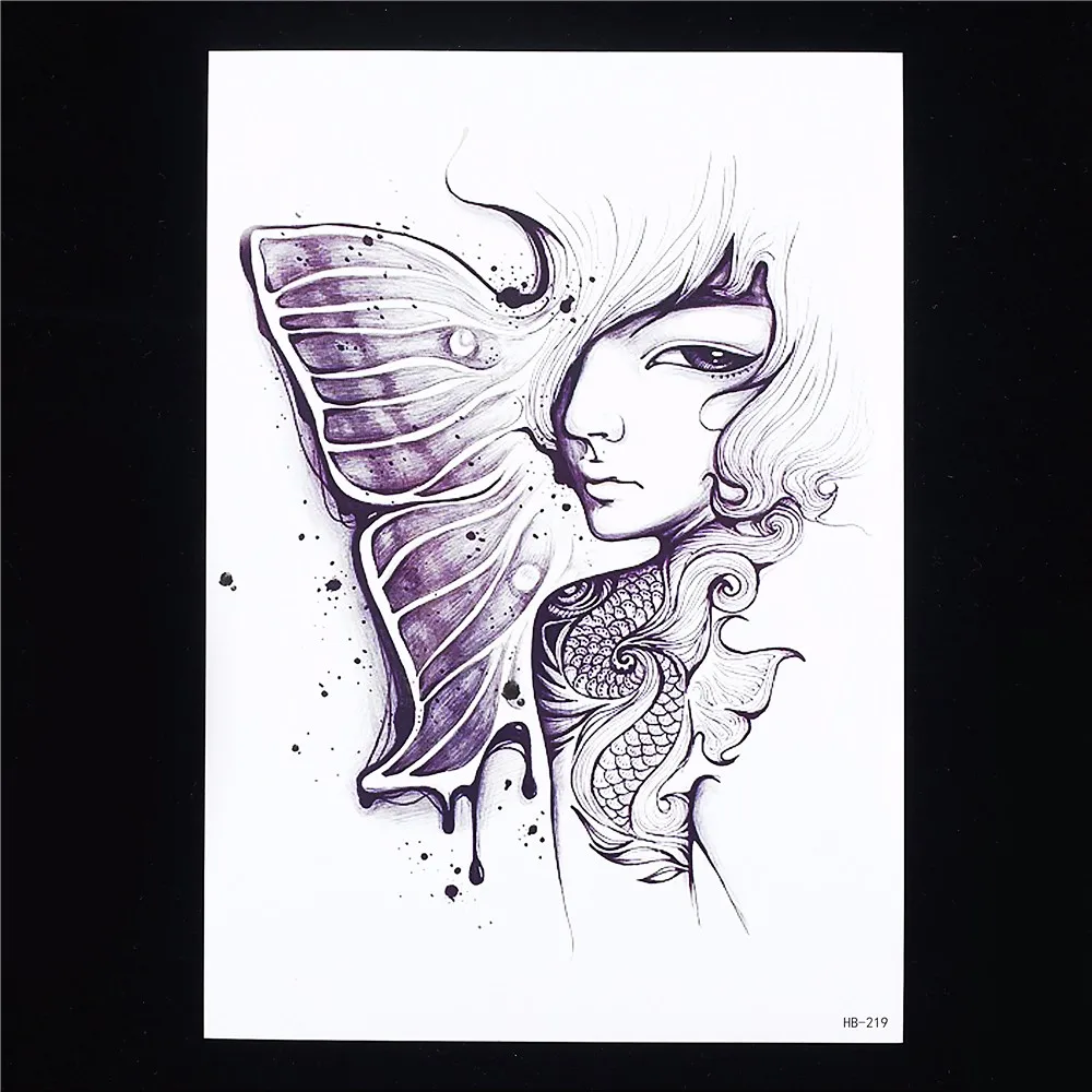 8 Pieces Mermaid Pattern Design Leg Body Art Tattoo Sticker Temporary Dragon Feather Decal Waterproof Tattoo Sticker Women HB#46 (3)