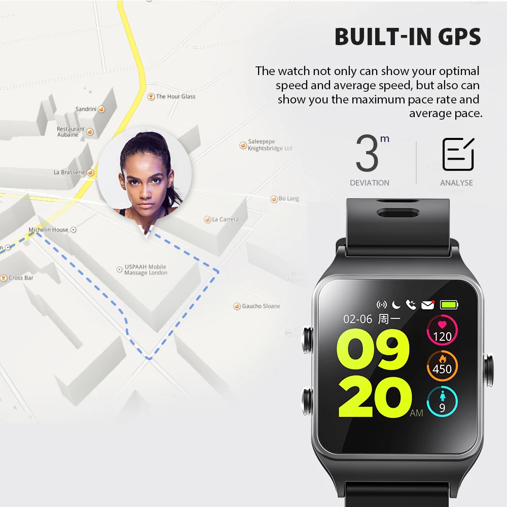 Free Strap Strava BR3 GPS Smart watchs SmartBand Wristband IP68 Waterproof Color Screen Fitness tracker for Xiaomi Phone MI8 IOS