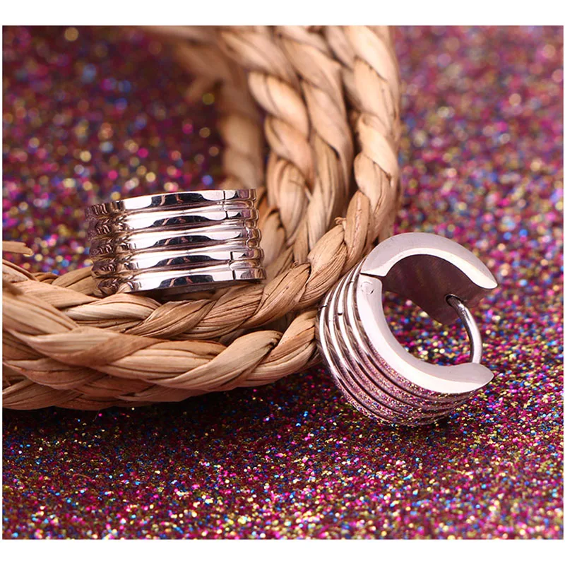 

2019 jingyang titanium steel buckle earrings for women tide fashion stainless steel earring punk Unisex fashion jewelry