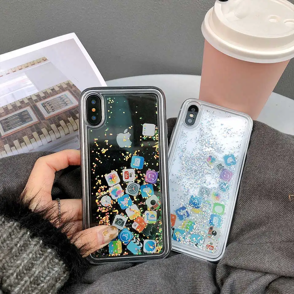

Lcon liquid quicksand Back Cases For iPhone 6 7 8 Plus Phone Case For iPhone 7 8 6 Funda For iPhone X XR XS MAX Capa Covers