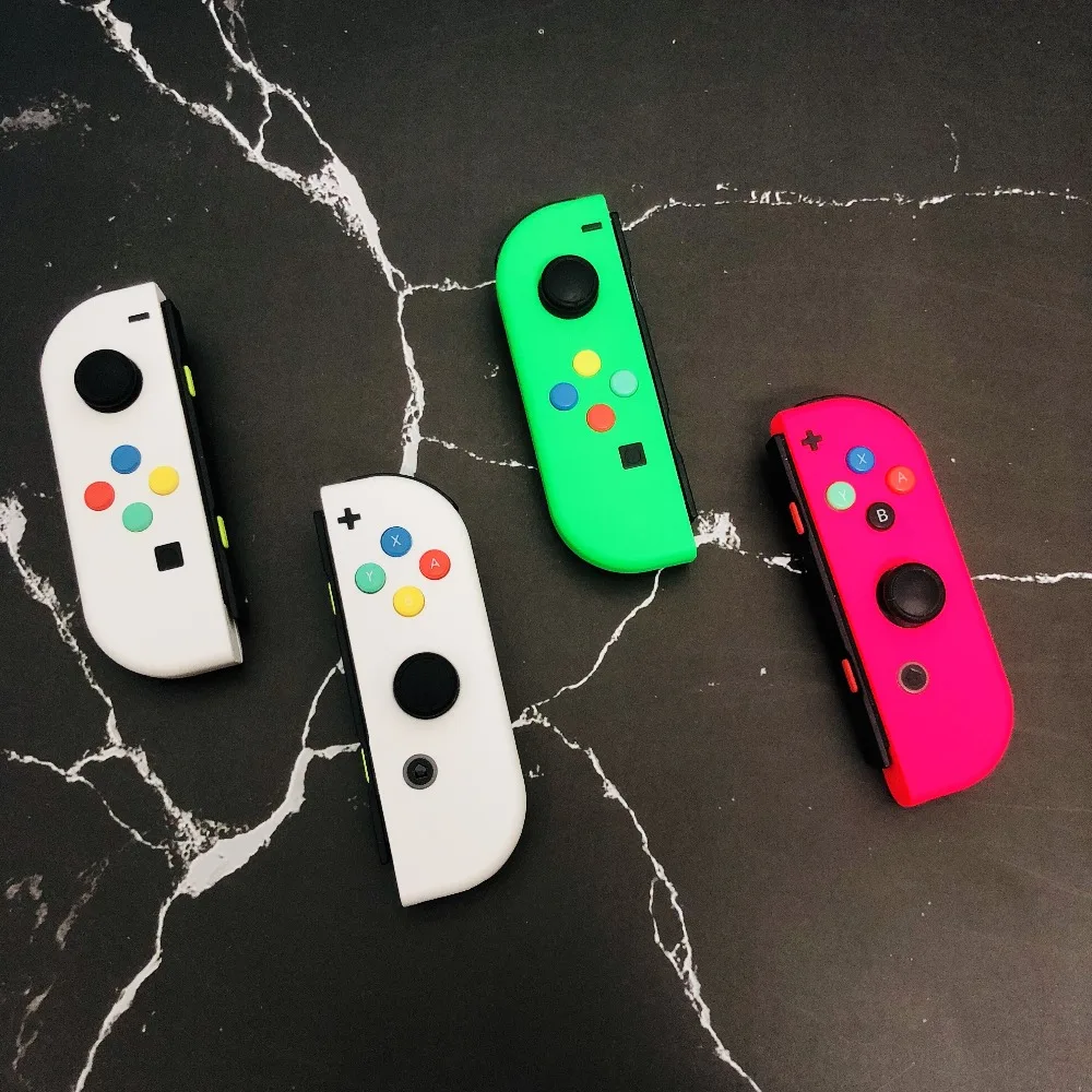 1 пара, новинка, для nintendo Switch, пользовательские Джойстики, белые джойстики Joy Con, NS Switch Joy Con L+ R, джойстик с цветными кнопками ABXY