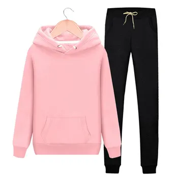 

2 Piece Tracksuit Women Pink Woman Hooded Sweatshirt and Harem Pants Set Women's Casual Suit Set of Pants with Sweatshirt Woman