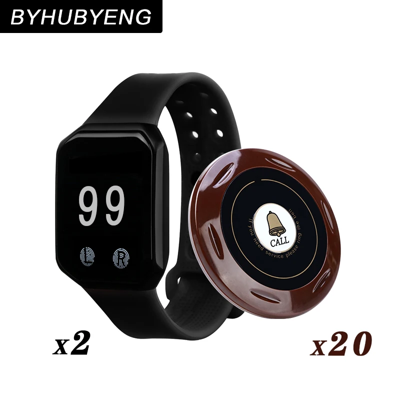 

BYHUBYENG Restaurant Waiter Calling System Table Call Bell System Vibrating Buzzer CS-200F Wireless Watch Pager Beeper Factory