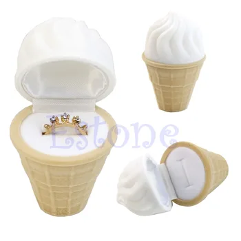 

JAVRICK Stylish Velvet Ice Cream Wedding Earring Ring Pendant Jewelry Display Gift Box