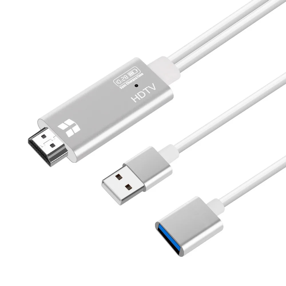 2 в 1 USB 0 к HDMI 4K HD 1080P цифровой HDTV AV ТВ адаптер кабель для iPhone XS /XS MAX/XR с индикатором