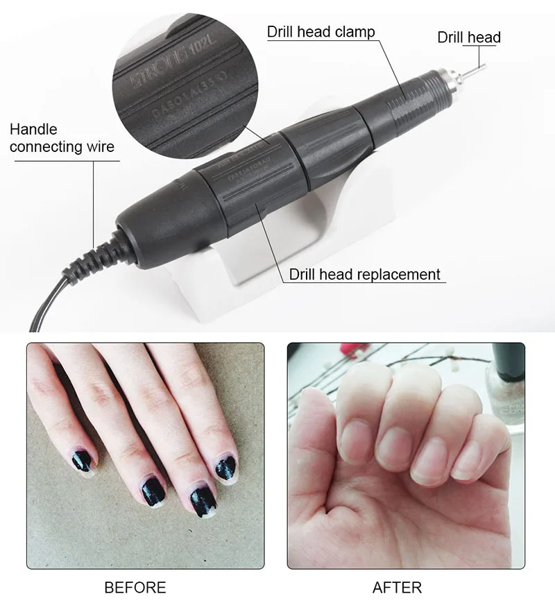 Elétrica do Unha Máquina de Moedura para Ferramentas da Arte para Unhas Lidar com 35000rpm Authent Marathon-champion Broca Forte 210 Micro Motor 3 102l 14 broca elétrica do prego forte 210 micro